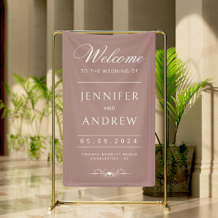 Chic, Modern, Minimal Dusty Rose Wedding Welcome Banner