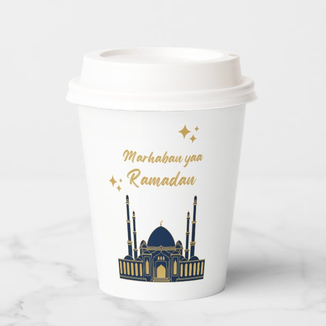 Chic Modern Minimal Ramadan Greeting Paper Cups (Front)