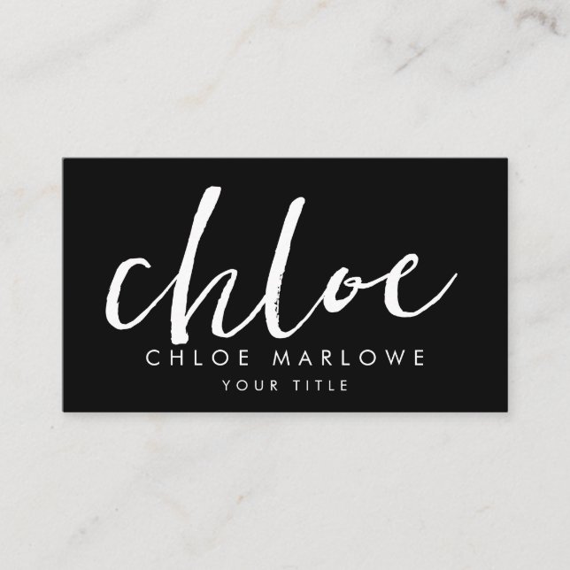Chic Modern Minimalist Black Business Card (Front)