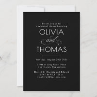 Chic Modern Minimalist Black Rehearsal Dinner