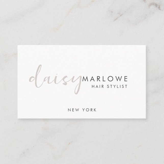 Chic Modern Minimalist Hair Stylist Business Card (Front)