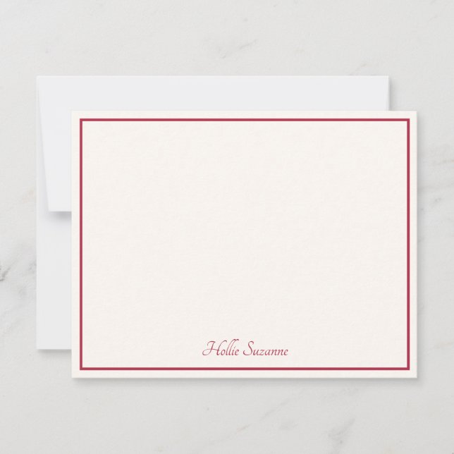 Chic Modern Minimalist Ivory & Red Personalised  Card (Front)