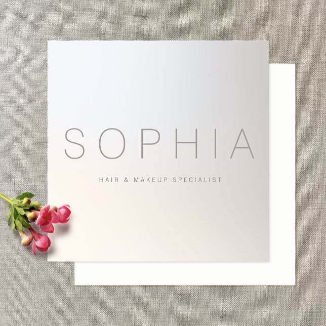 Chic Modern Minimalist Luminous Silver Square Business Card (Creator Uploaded)