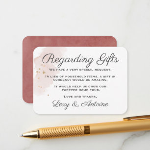Chic Modern Minimalist Mauve Gold Wedding Gifts Enclosure Card