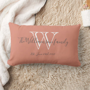 Chic Modern Monogram Family Name Cute Keepsake Lumbar Cushion