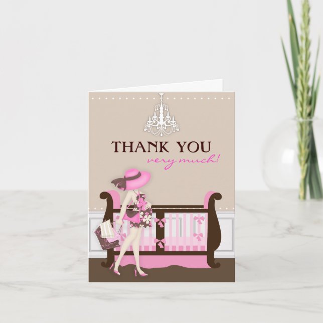 Chic Modern Mum Baby Shower Thank You Card (Front)