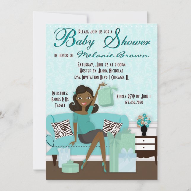 Chic Modern Mum with Gifts Baby Shower Invite (Front)