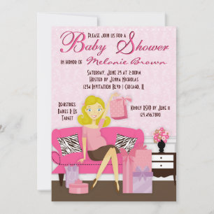 Chic Modern Mum with Gifts Baby Shower Invite
