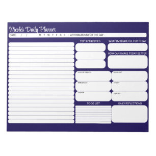 Chic Modern Navy Blue Daily Planner To-Do List Notepad