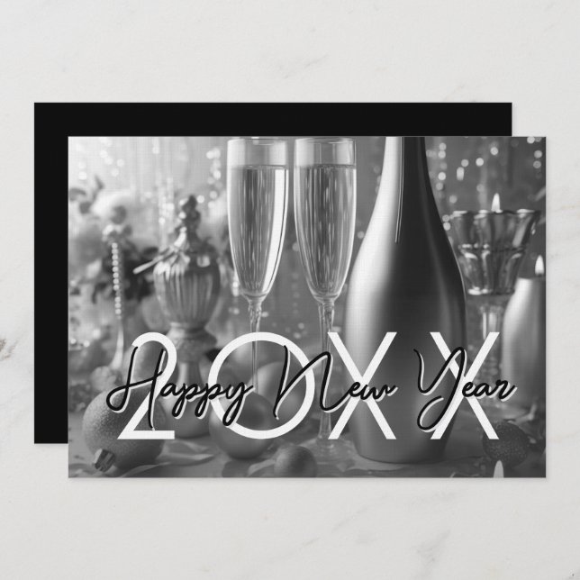 Chic Modern New Year's Eve Party Invitation (Front/Back)