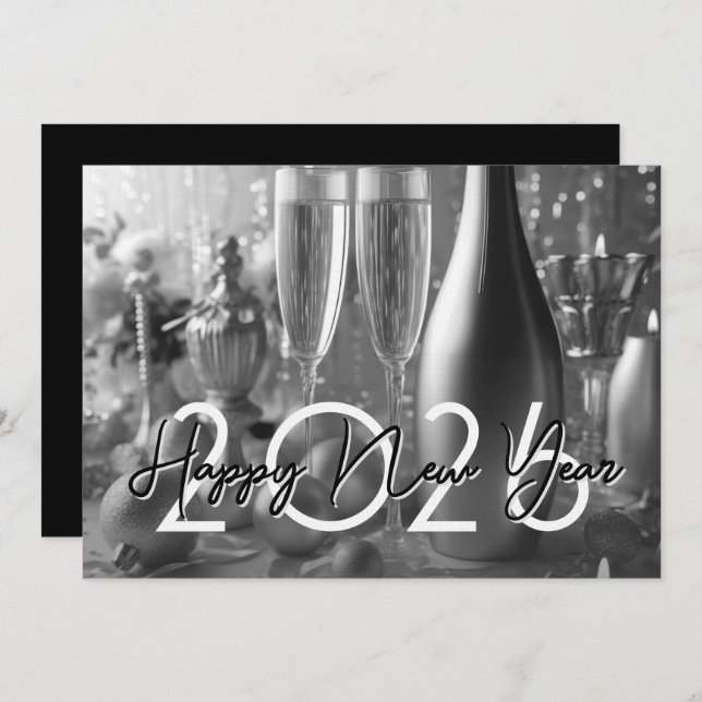 Chic Modern New Year's Eve Party Invitation (Front/Back)