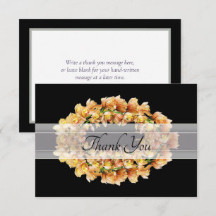 Chic Modern Orange Orchid Floral Wreath Thank You Card