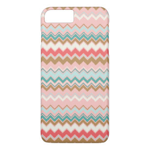 Chic modern Pastel Pink gold Chevron ikat pattern iPhone 8 Plus/7 Plus Case