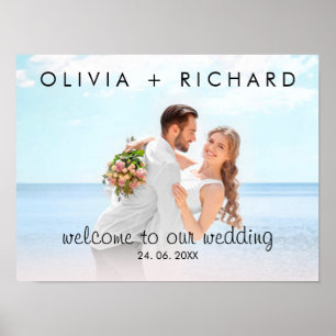 Chic Modern Personalised Photo Wedding Welcome Poster