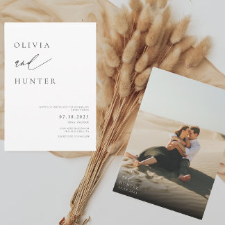Chic Modern Photo Black & White Wedding Invitation