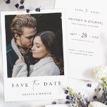 Chic Modern Photo Wedding Save the Date Template<br><div class="desc">This simply chic photo wedding save the date flat card template features an elegant, minimalist, modern design. Please browse our shop for versions of this design in other colors and in a postcard format, too! The front features your first names under your favorite photo and a 'save the date' message...</div>