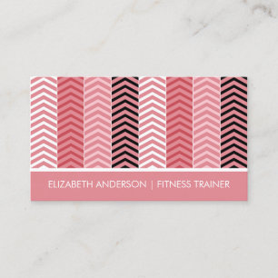 Chic Modern Pink Chevron Stripes Fitness Trainer Business Card