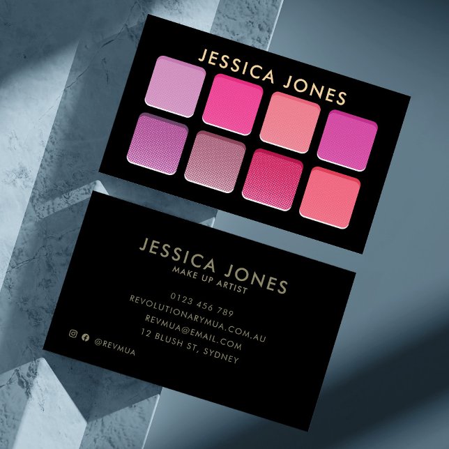 Chic Modern Pink Eyeshadow Pallete Makeup Artist  Business Card (In Situ)
