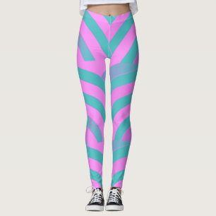 chic modern pink/green chevrons leggings