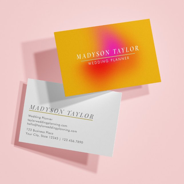 Chic Modern Pink Orange Yellow Gradient  Business Card (Creator Uploaded)
