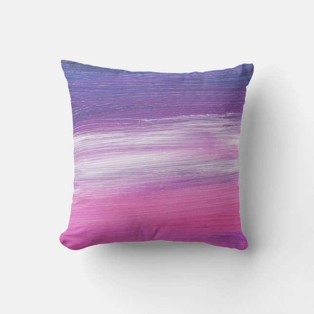 Chic Modern Pink Purple Abstract Brushstrokes Cushion (Front)