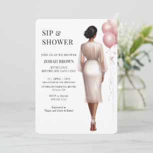 Chic Modern Pink White Bridal Wedding Shower  Invitation