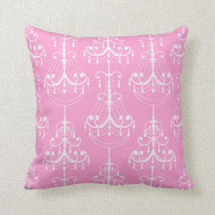 Chic Modern Pink & White Chandelier Throw Pillow