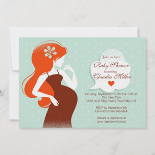 Chic Modern Pregnant Mum Baby Shower Invitation