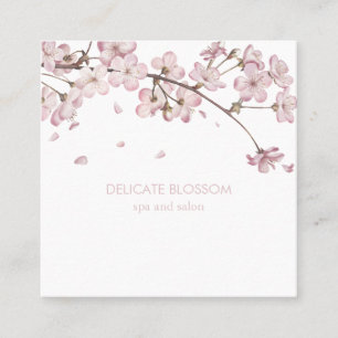 Chic Modern Pretty Pink Blossom Square Business Card