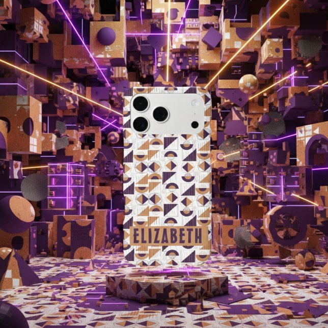 chic modern Purple and gold abstract Pattern Case-Mate iPhone Case (Creator Uploaded)