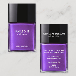Chic Modern Purple Nail Polish Bottle Nail Salon Business Card