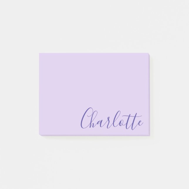 Chic Modern Purple Script Fully Customisable Post-it Notes (Front)