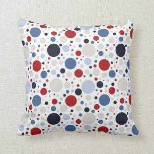 Chic Modern Red White And Blue Dots   4th of July Cushion