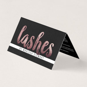 Chic Modern Rose Gold Simple Brushstroke Lashes Business Card