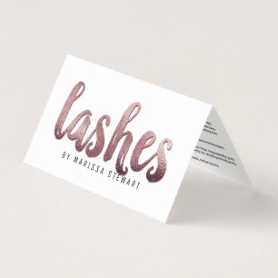 Chic Modern Rose Gold Simple Brushstroke Lashes Business Card