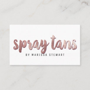 Chic Modern Rose Gold Simple Brushstroke Spray Tan Business Card