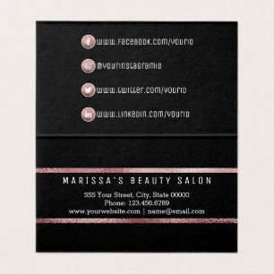 Chic Modern Rose Gold Simple Outline Social Media Business Card