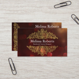 Chic Modern Rustic Home Interior Design Decorator Business Card