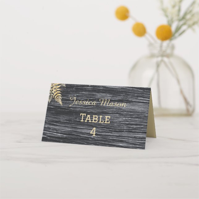 Chic Modern Rustic Wedding Dinner Place Card (Front)