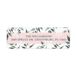 Chic Modern Sage Holiday Greenery & Snowflakes Return Address Label