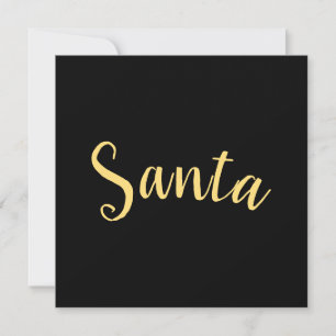 Chic Modern Santa Script Elegant Black Background Holiday Card