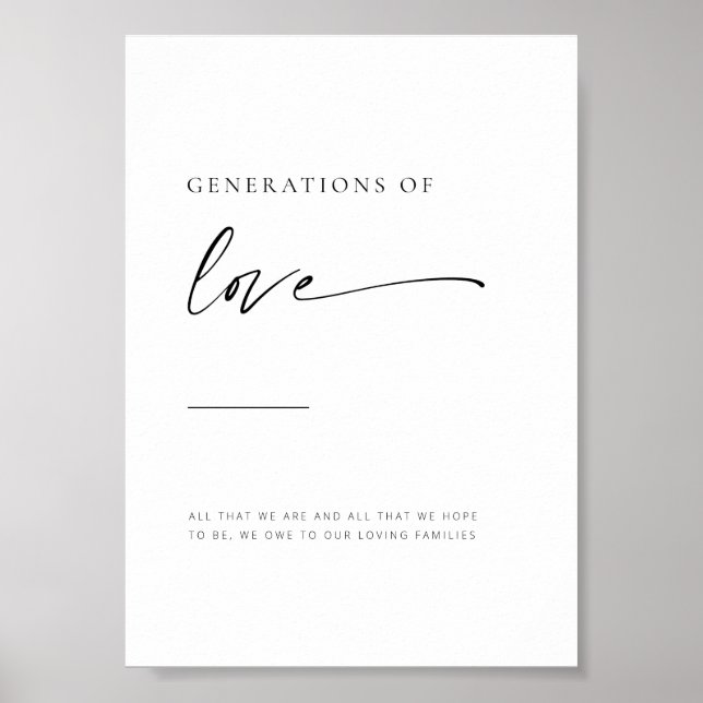 Chic + Modern Script Generations of Love Sign (Front)