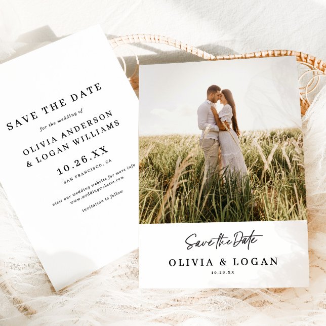 Chic Modern Script Photo Wedding Save The Date (Creator Uploaded)