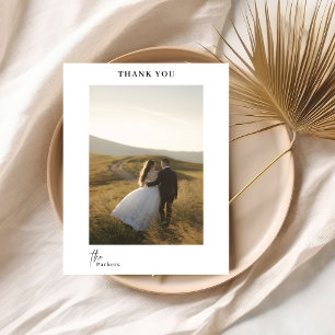 Chic Modern Script Thank You Wedding Postcard