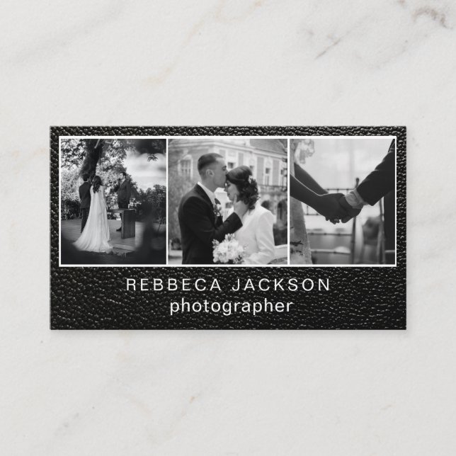 Chic Modern Script Typography Simple Photographer  Business Card (Front)