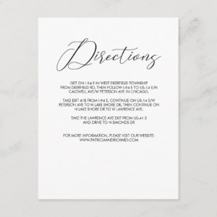 Chic Modern Script Wedding Directions Enclosure