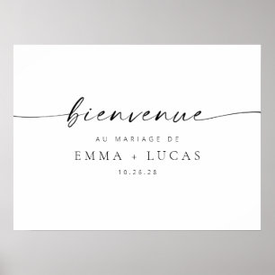 Chic Modern Script Wedding Welcome Sign   French