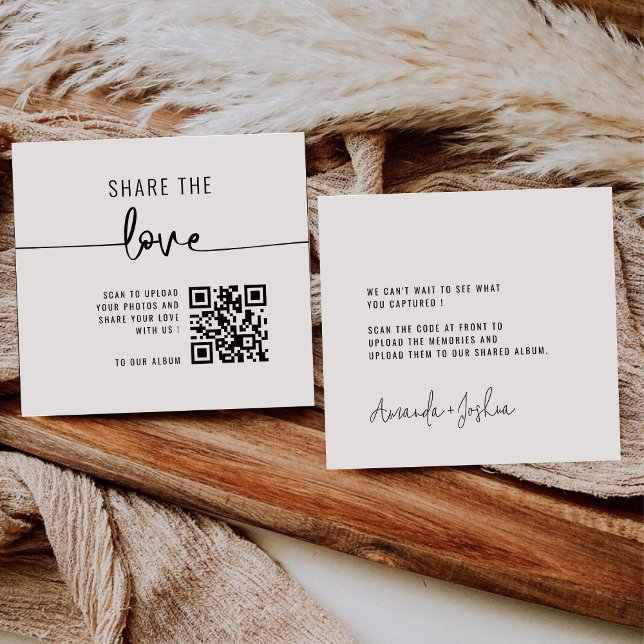 Chic Modern Share the Love QR Code Table Cards (Creator Uploaded)
