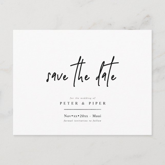 Chic+Modern Signature Script, Save the Date Postcard (Front)