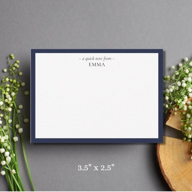 Chic Modern Small Denim Blue Correspondence   Card (Creator Uploaded)